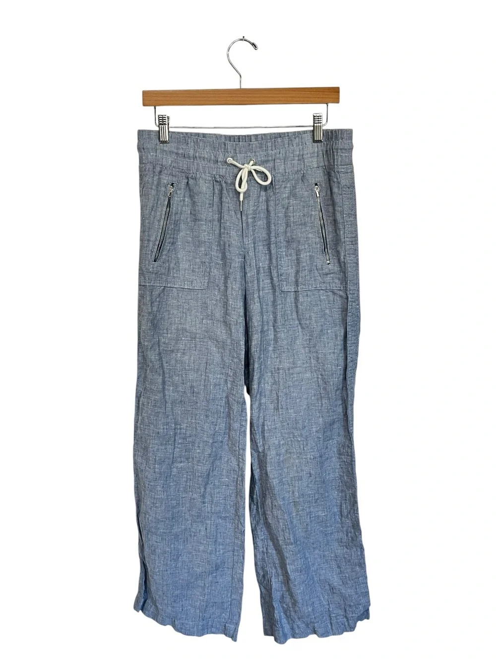 Athleta | Cabo Linen Wide Leg Pants Chambray Blue 4 - Picture 3 of 8